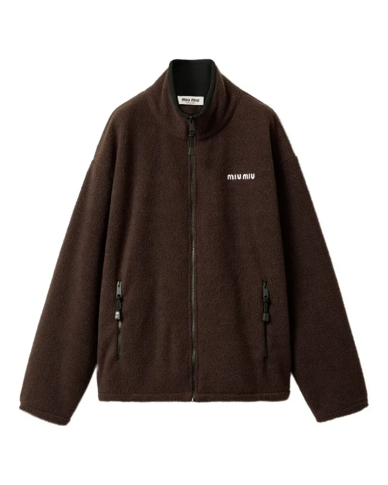 Miu Miu Jacke mit Logo-Stickerei - Braun Braun