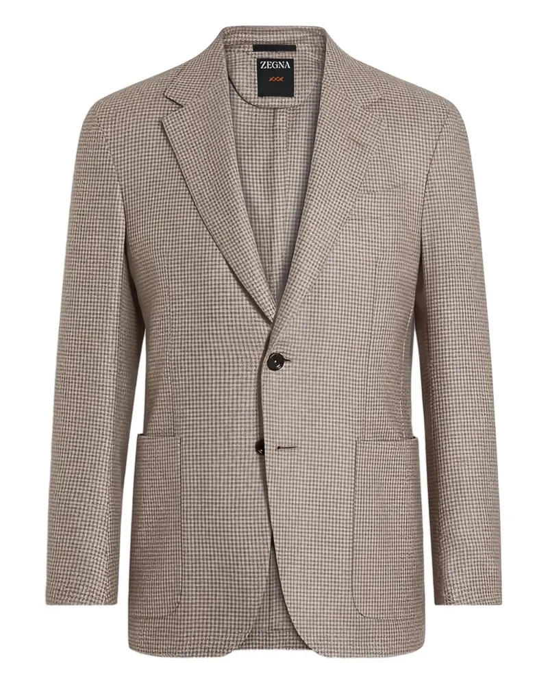 Ermenegildo Zegna houndstooth pocketed blazer - Nude Nude