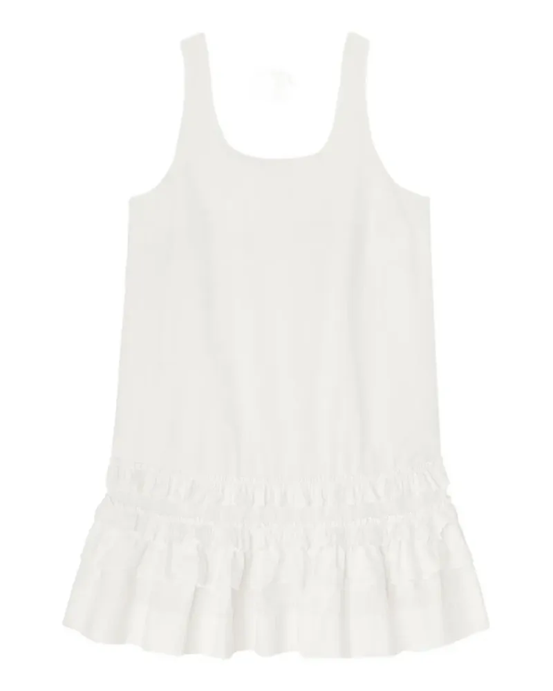 Ganni ruffled-trim mini dress - Weiß Weiß