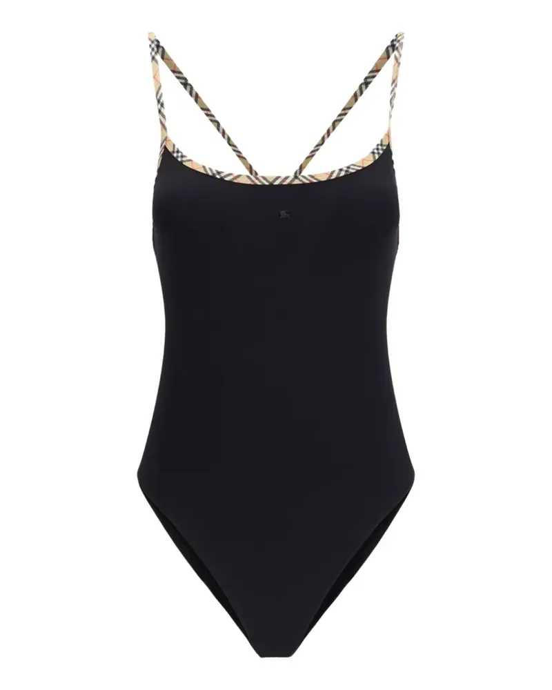 Burberry Check-trim swimsuit - Schwarz Schwarz