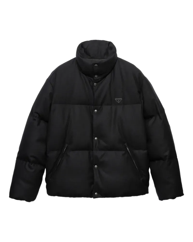 Prada Mittelschwere Re-Wool Daunenjacke - Schwarz Schwarz