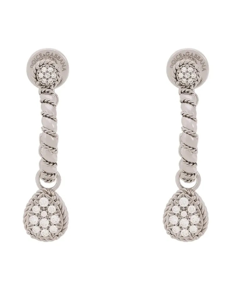 Dolce & Gabbana 18kt Easy Weißgoldohrringe mit Diamant Weiß