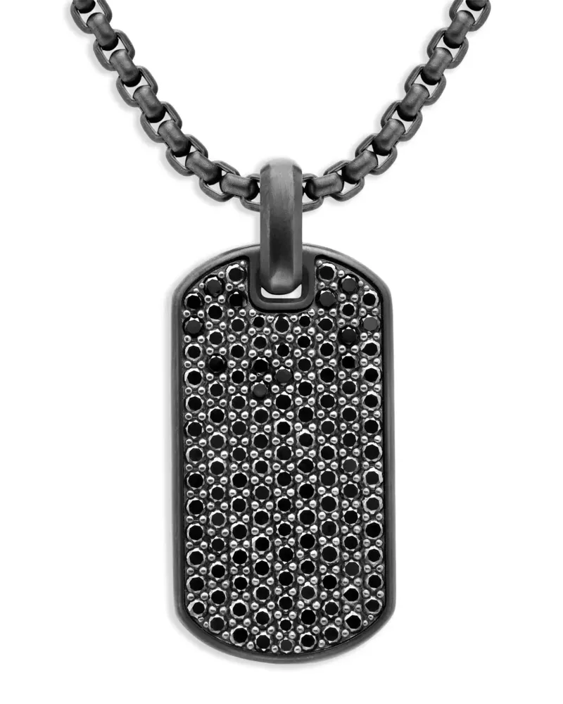 David Yurman Chevron Sterlingsilber-Anhänger mit Diamant 35mm - Schwarz Schwarz