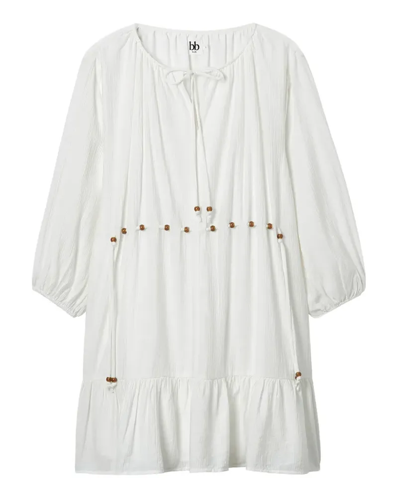 b+ab Gestuftes Minikleid mit Perlen - Weiß Weiß