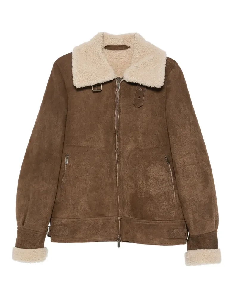 Salvatore Santoro Lederjacke mit Besatz aus Shearling - Braun Braun