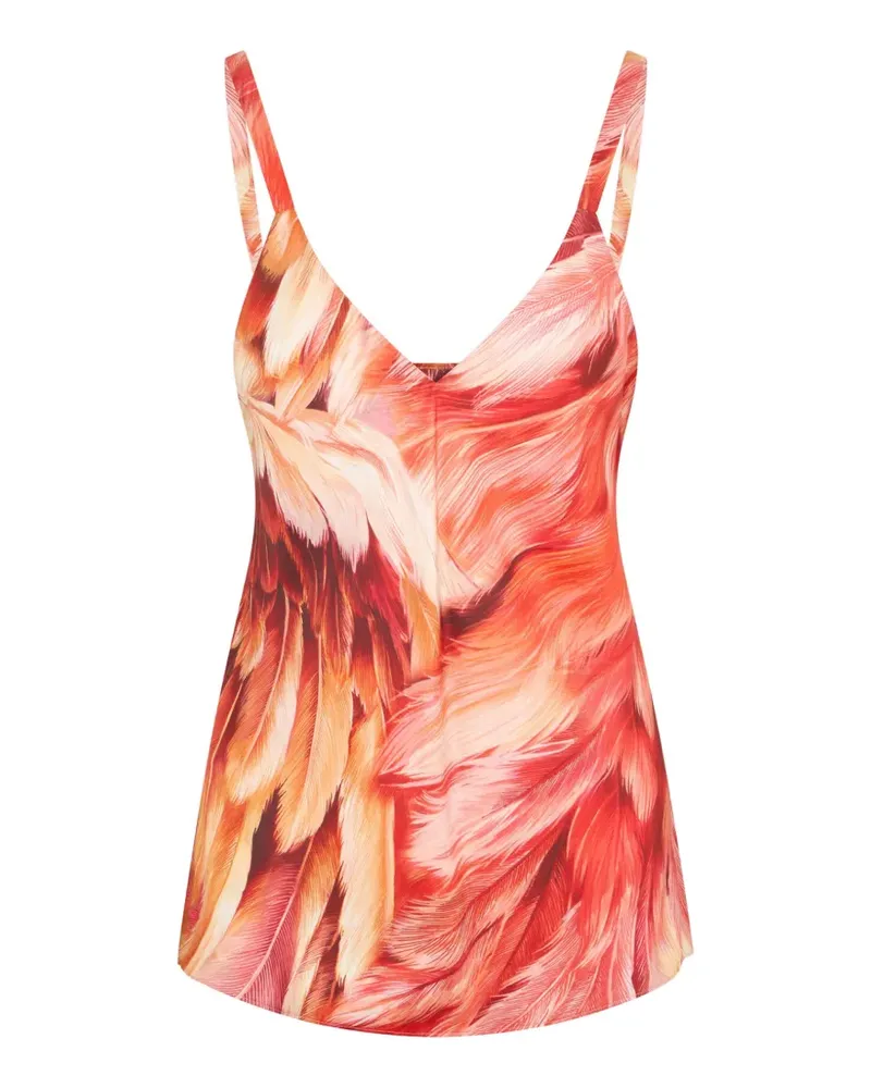 Roberto Cavalli feather-print silk top - Rot Rot