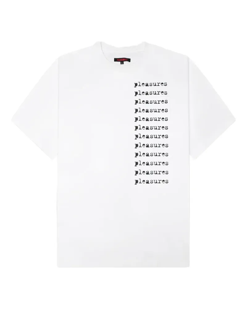 PLEASURES Slip Heavyweight T-Shirt mit Logo-Print - Weiß Weiß
