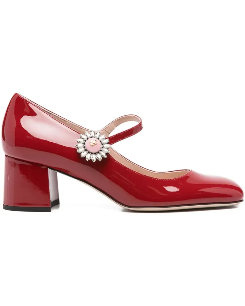 Valentino Garavani Kristallverzierte Pumps mit Blockabsatz - Rot Rot