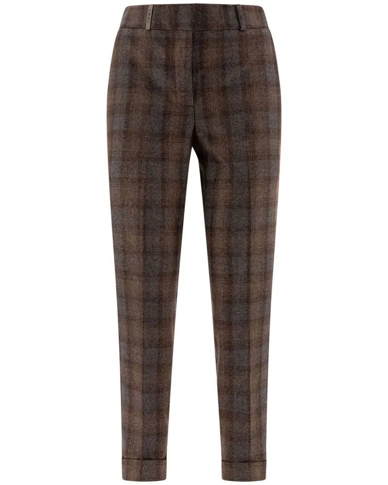 Peserico Hose mit Karomuster - Braun Braun