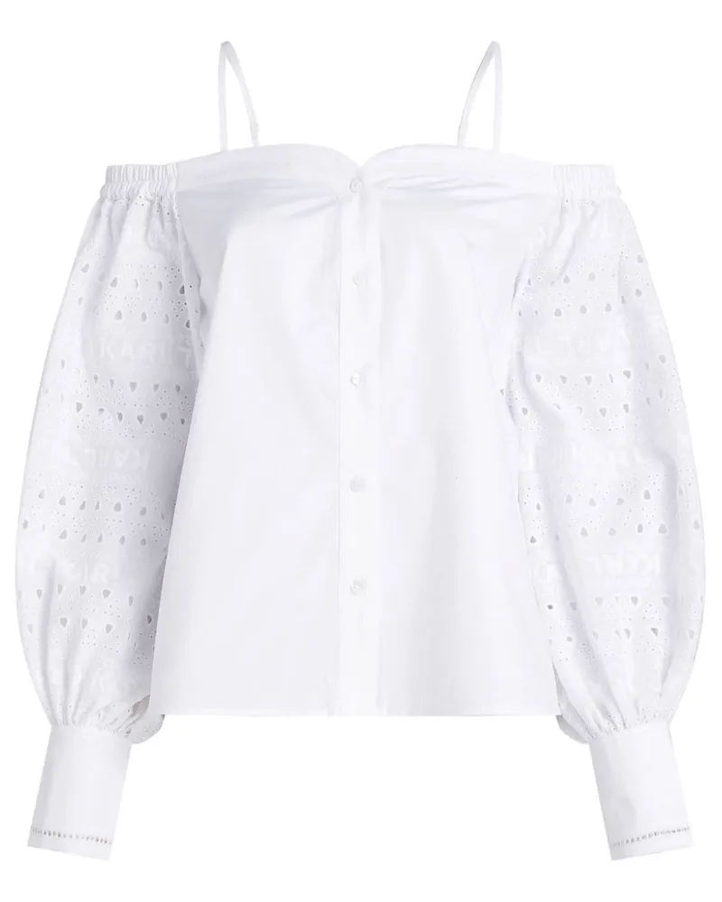 Karl Lagerfeld Schulterfreie Bluse mit Lochstickerei - Weiß Weiß