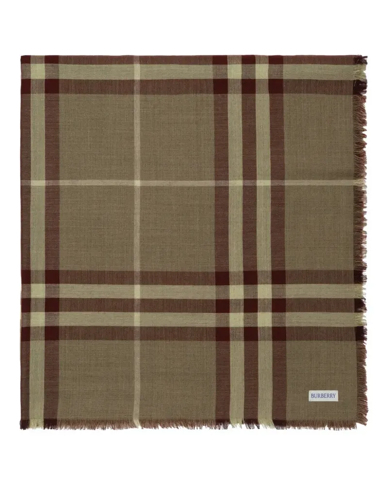 Burberry wide reversible Check wool-silk scarf - Rot Rot