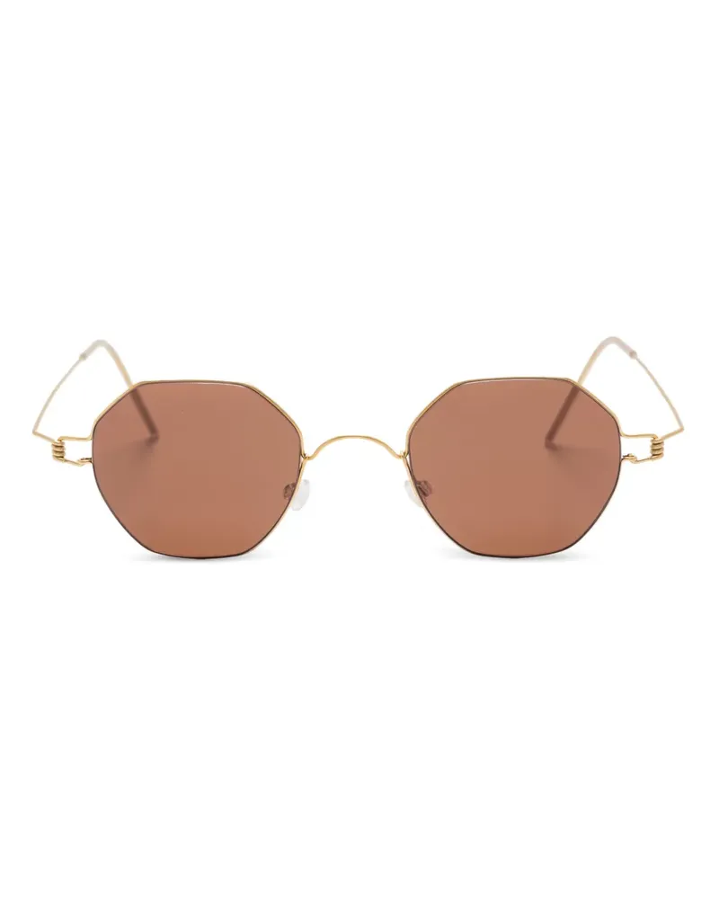 Lindberg Rim Sonnenbrille mit geometrischem Gestell - Gold Gold