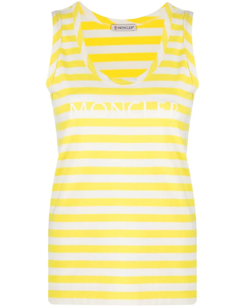 Moncler Gestreiftes Tanktop mit Logo - Gelb Gelb