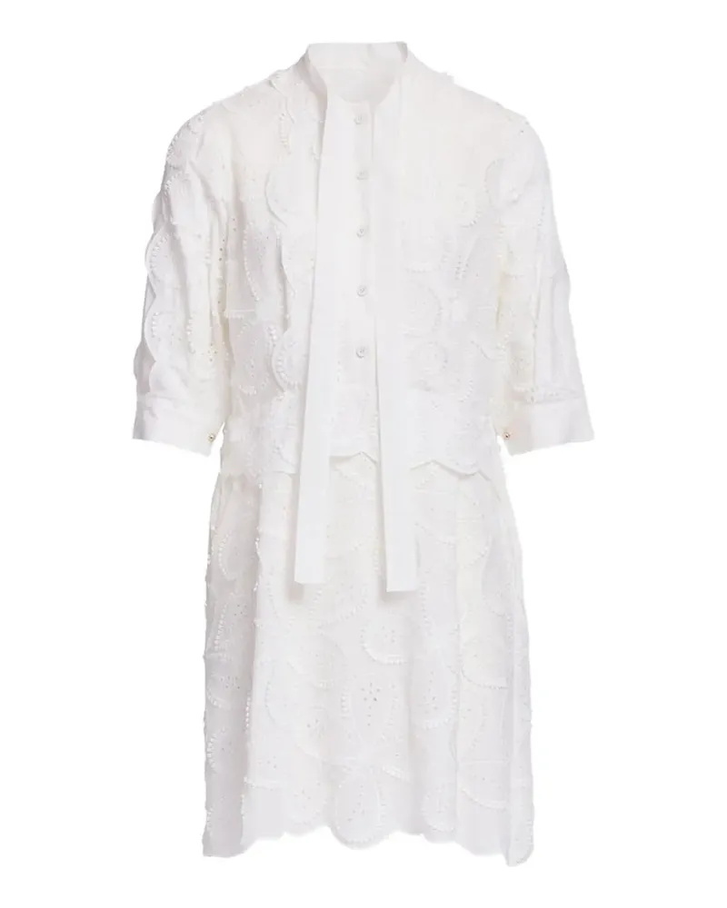 Elie Saab broderie-anglaise mini dress - Weiß Weiß