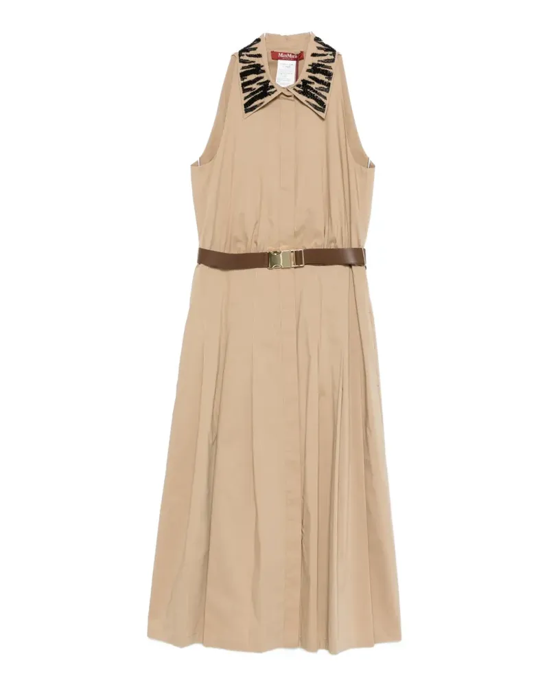 Max Mara Kleid mit perlenverziertem Kragen - Nude Nude