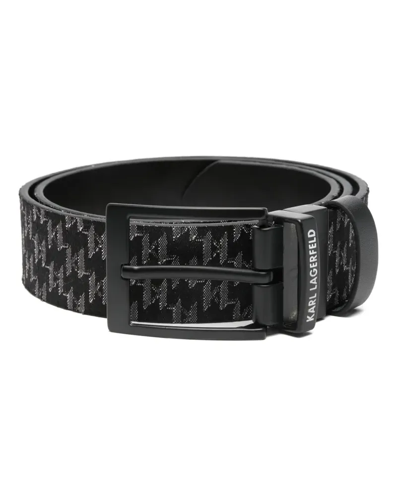 Karl Lagerfeld Gürtel mit Hahnentrittmuster - Schwarz Schwarz