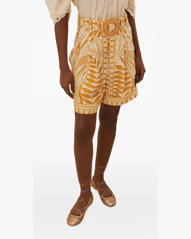 FARM Rio Knielange Shorts mit Blatt-Print - Orange Orange