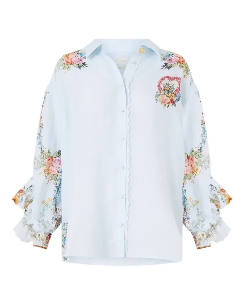 Camilla Seville Sweetheart frill-detail button shirt - Blau Blau