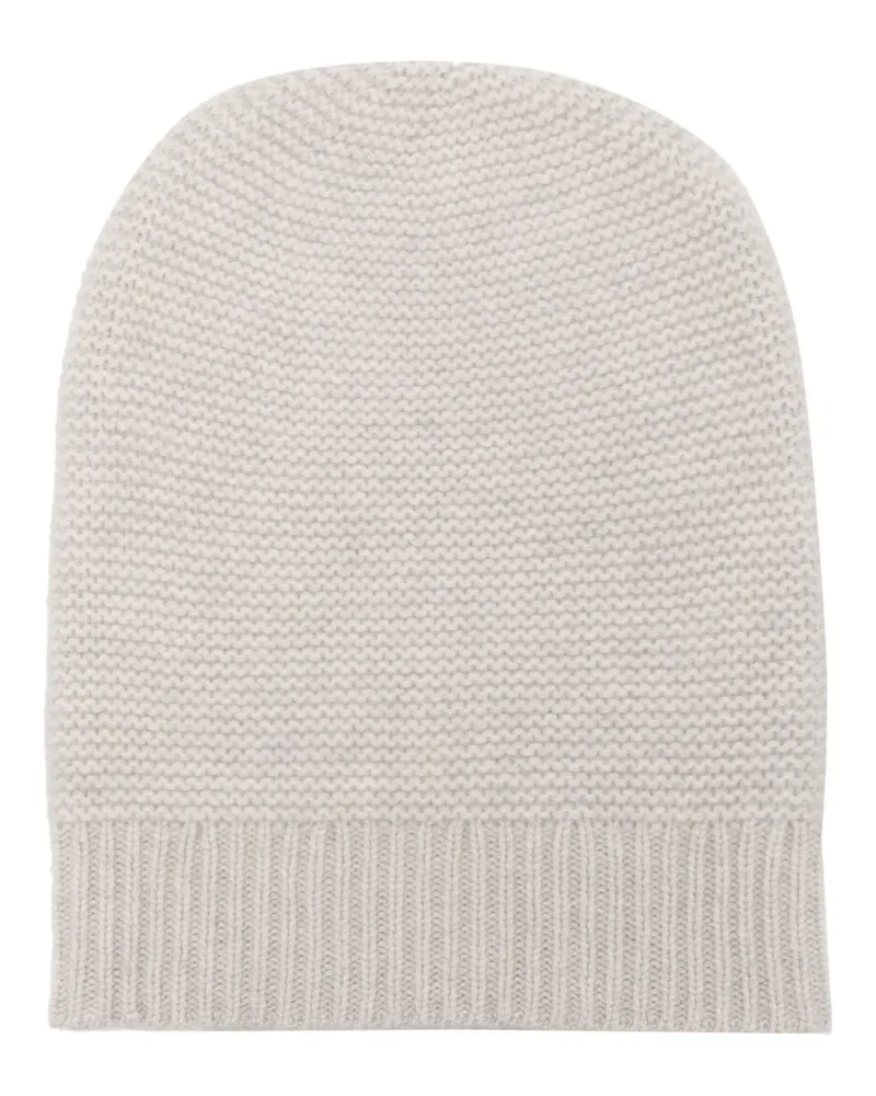 N.Peal Gestrickte Beanie mit Kontrasteinsatz - Grau Grau