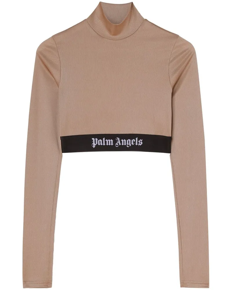 Palm Angels Cropped-T-Shirt mit Logo-Streifen - Braun Braun