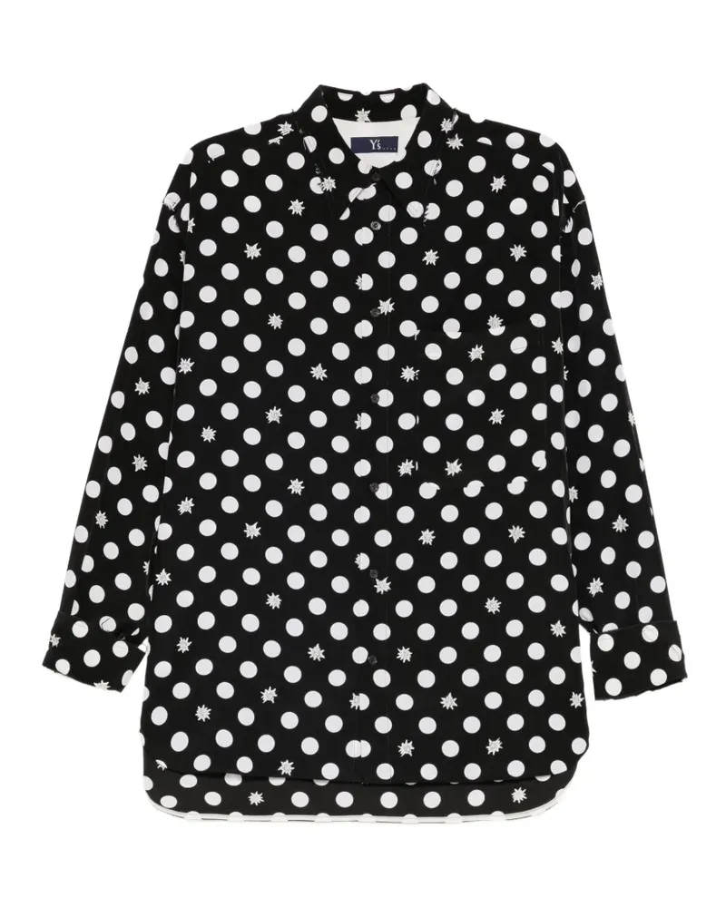 Yohji Yamamoto Hemd mit Punktblumenprint - Schwarz Schwarz