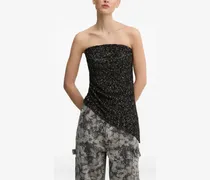 Asymmetrisches Paillettentop - Schwarz