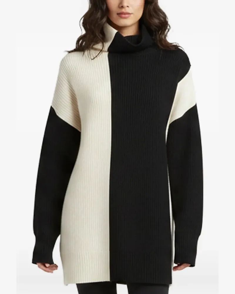 Joseph Bayer Rollkragenpullover in Colour-Block-Optik - Schwarz Schwarz