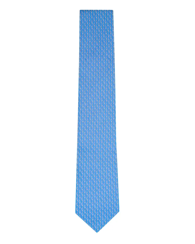 Ferragamo rackets-pattern tie - Blau Blau
