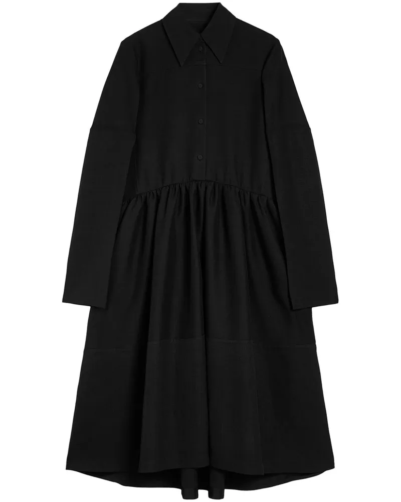 Jil Sander Mittellanges Hemdkleid - Schwarz Schwarz