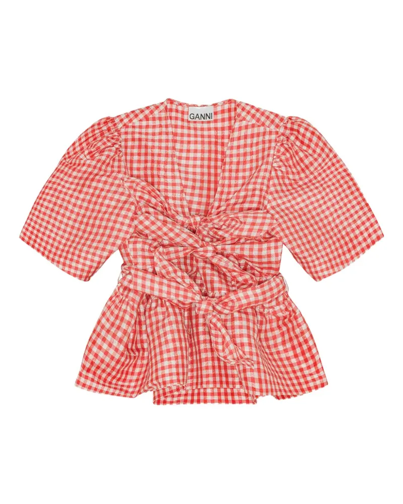 Ganni Bluse mit Schnürung - Rot Rot