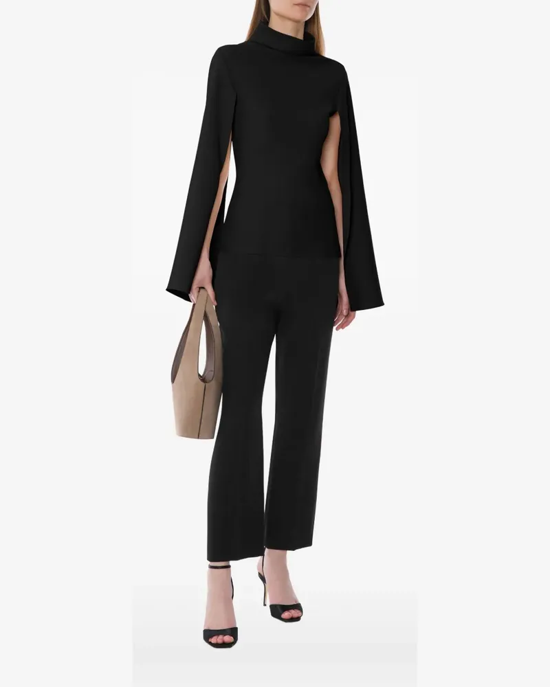 Alberta Ferretti Stehkragen-Bluse mit Glockenärmeln - Schwarz Schwarz