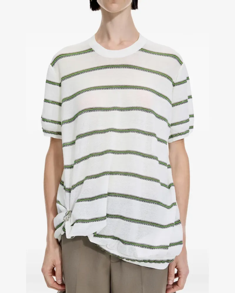 JNBY Gestreiftes Strickoberteil mit Schnalle - Weiß Weiß