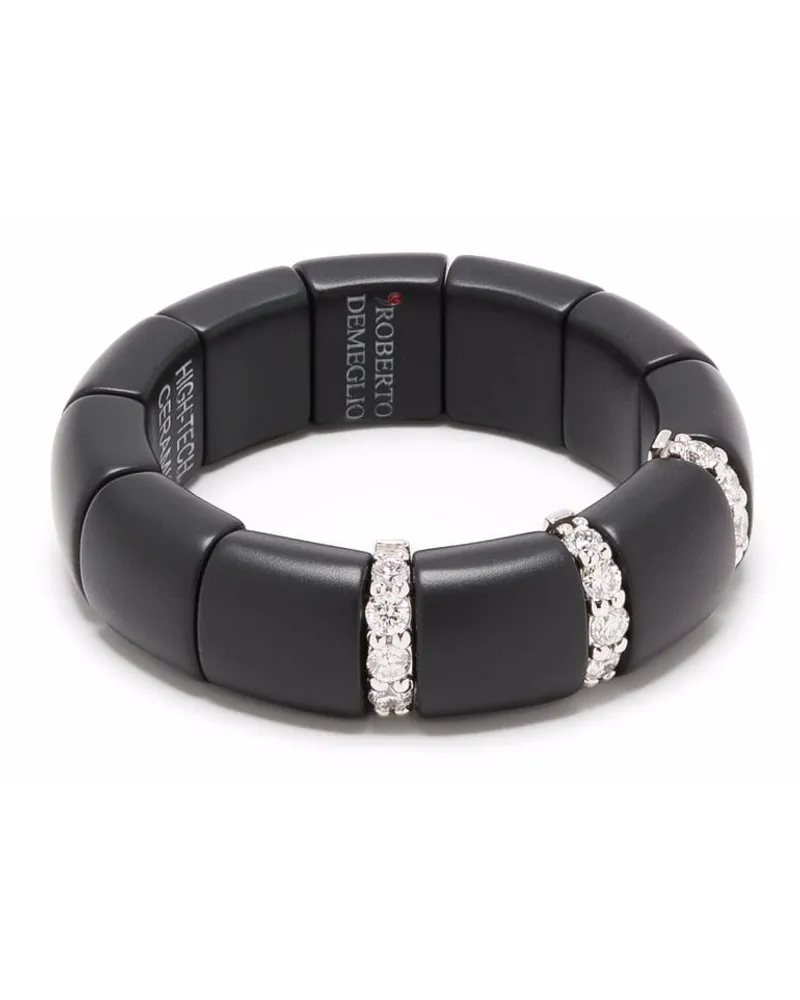 Roberto Demeglio 18kt Domino Dots Weißgoldring mit Diamanten - Schwarz Schwarz