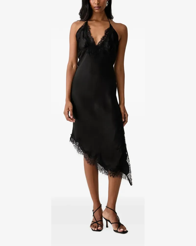 Bardot lace-trim asymmetric dress - Schwarz Schwarz
