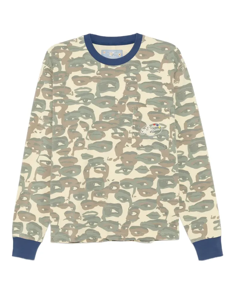 KidSuper face camouflage-printED pocket T-shirt - Grün Grün