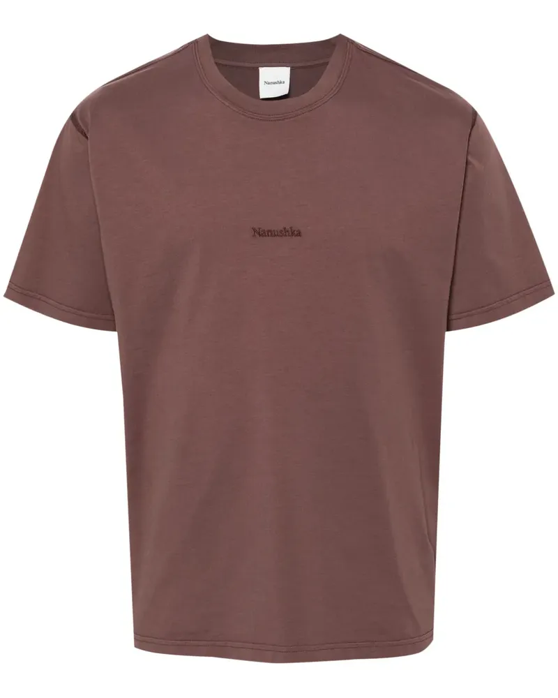 Nanushka T-Shirt mit Logo-Stickerei - Braun Braun