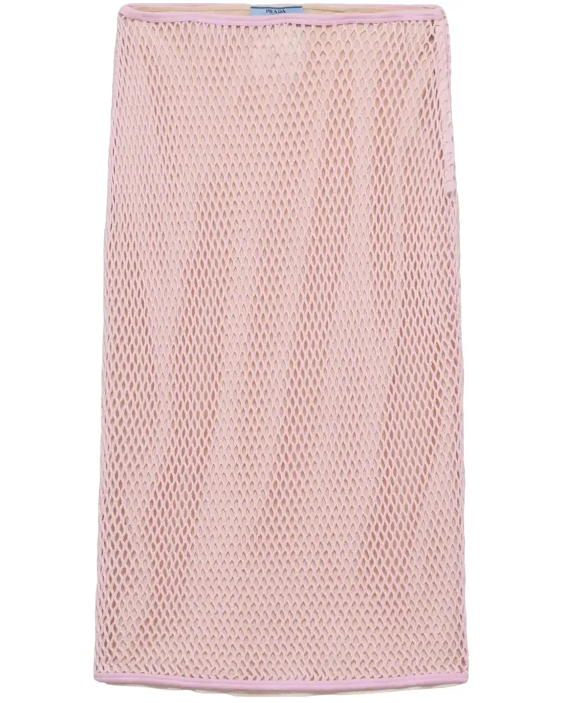Prada Midirock mit Lochstrickmuster - Rosa Rosa