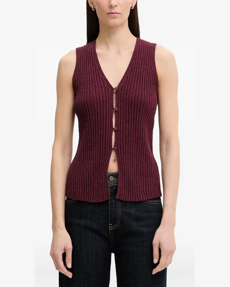 Marc O'Polo ribbed-knit V-neck sleeveless cardigan - Rot Rot