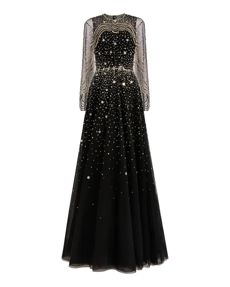 Jenny Packham Maxikleid mit Perlen - Schwarz Schwarz
