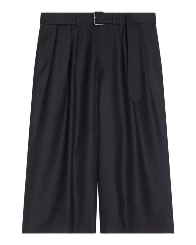 Dries van Noten belted light wool shorts - Blau Blau