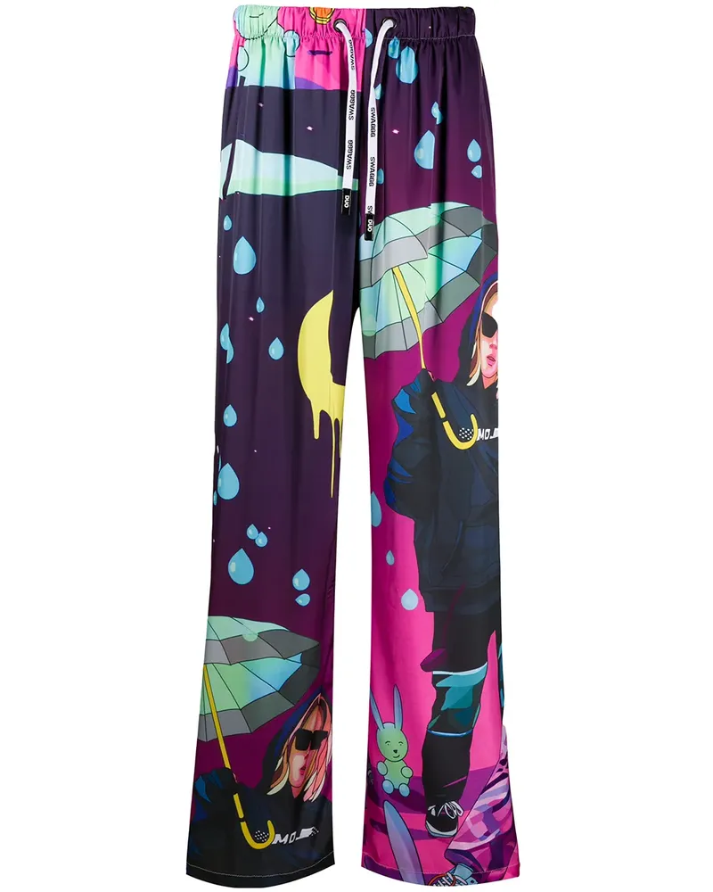 DUO Ltd Hose mit grafischem Print - Violett Violett