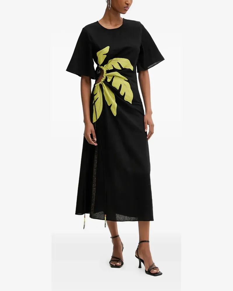 Never Fully Dressed leaf cut-out midi dress - Schwarz Schwarz