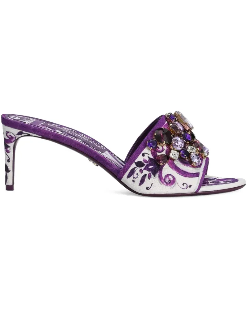 Dolce & Gabbana Mules mit Majolica-Print 60mm - Weiß Weiß