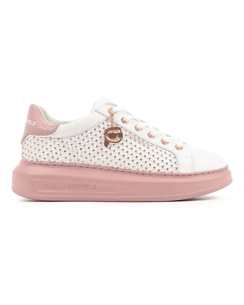 Karl Lagerfeld crystal-embellished leather sneakers - Weiß Weiß