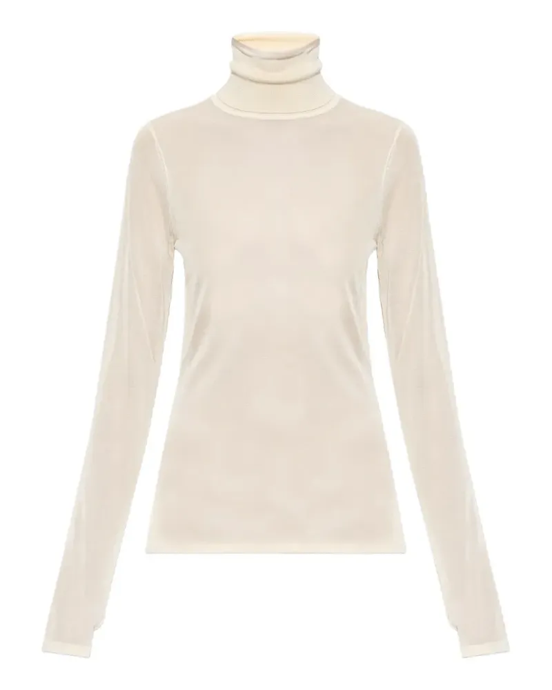 Zimmermann sheer roll-neck top - Nude Nude