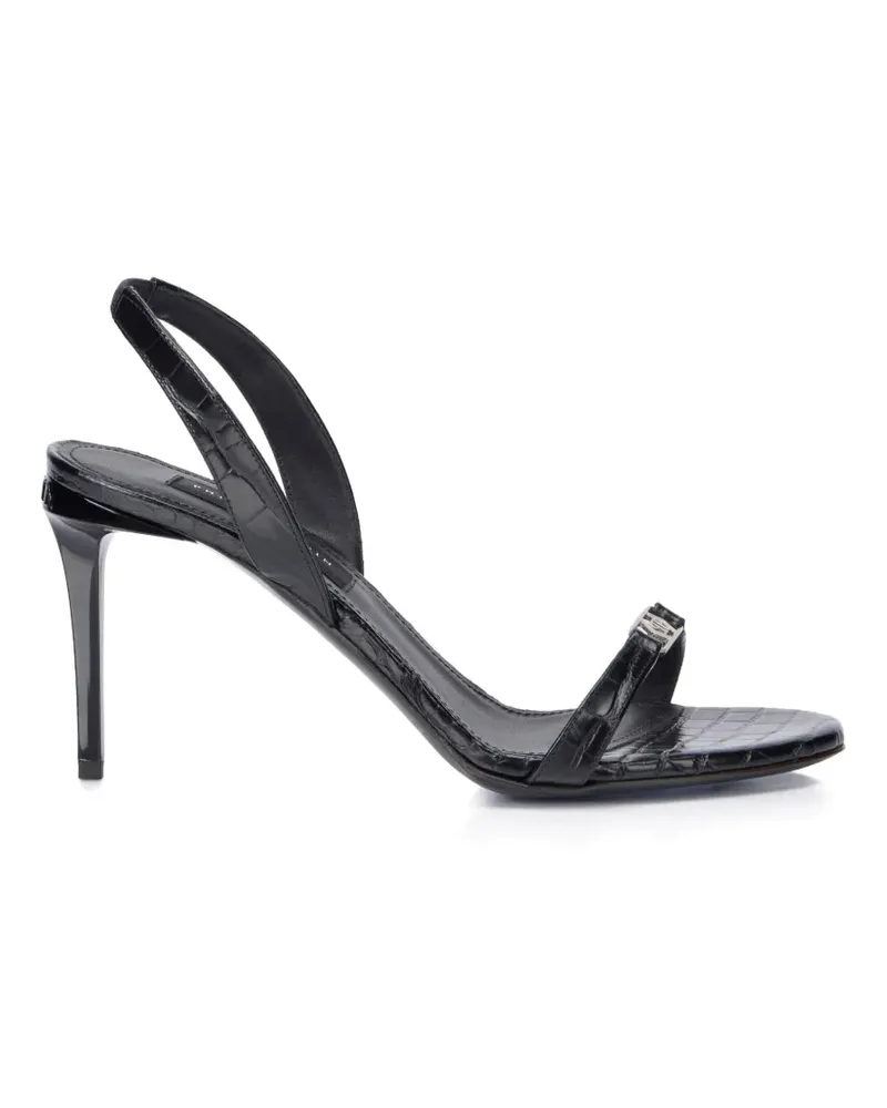 Philipp Plein croco-print hexagon-logo sandals - Schwarz Schwarz