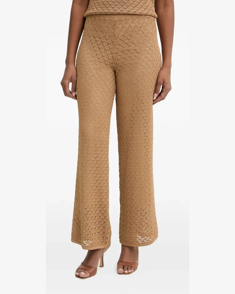 Twin-Set pointelle-knit wide-leg trousers - Nude Nude