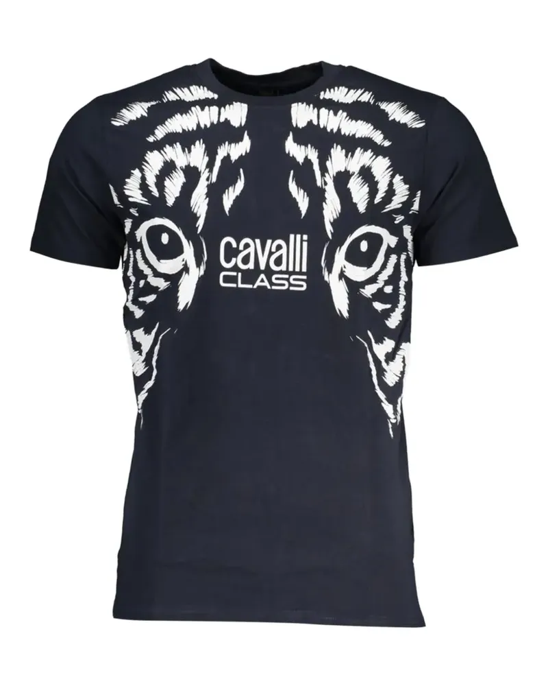 Roberto Cavalli tiger-print logo-detail T-shirt - Blau Blau