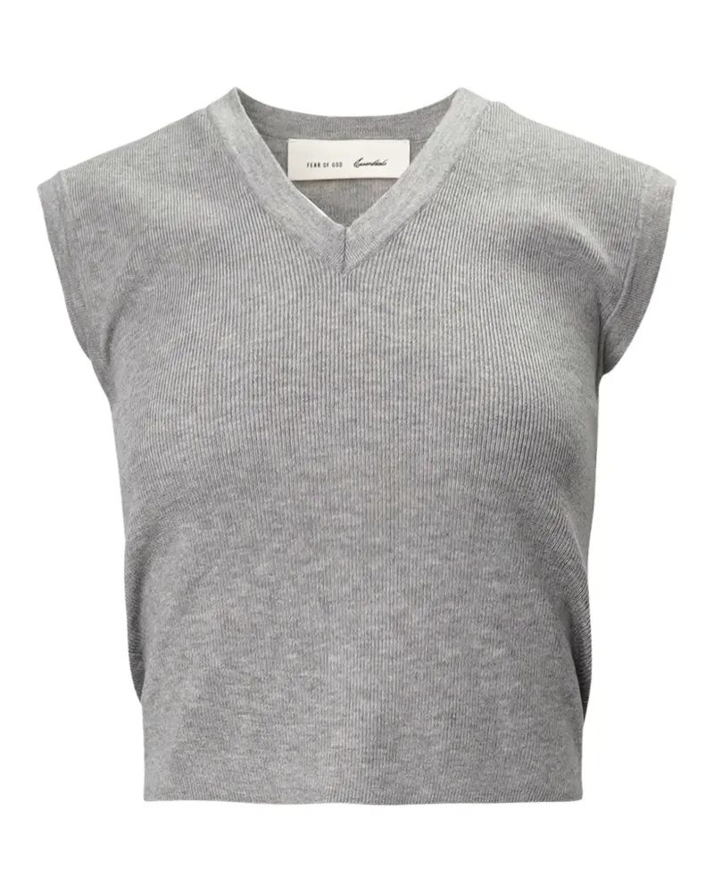 Fear of God rib knit V-neck cropped tank - Grau Grau