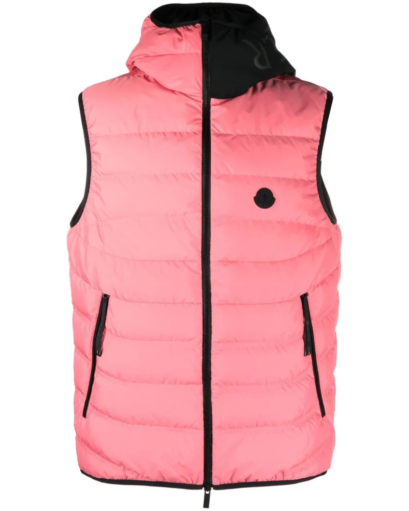 Moncler Gefütterte Weste mit Logo-Patch Rosa